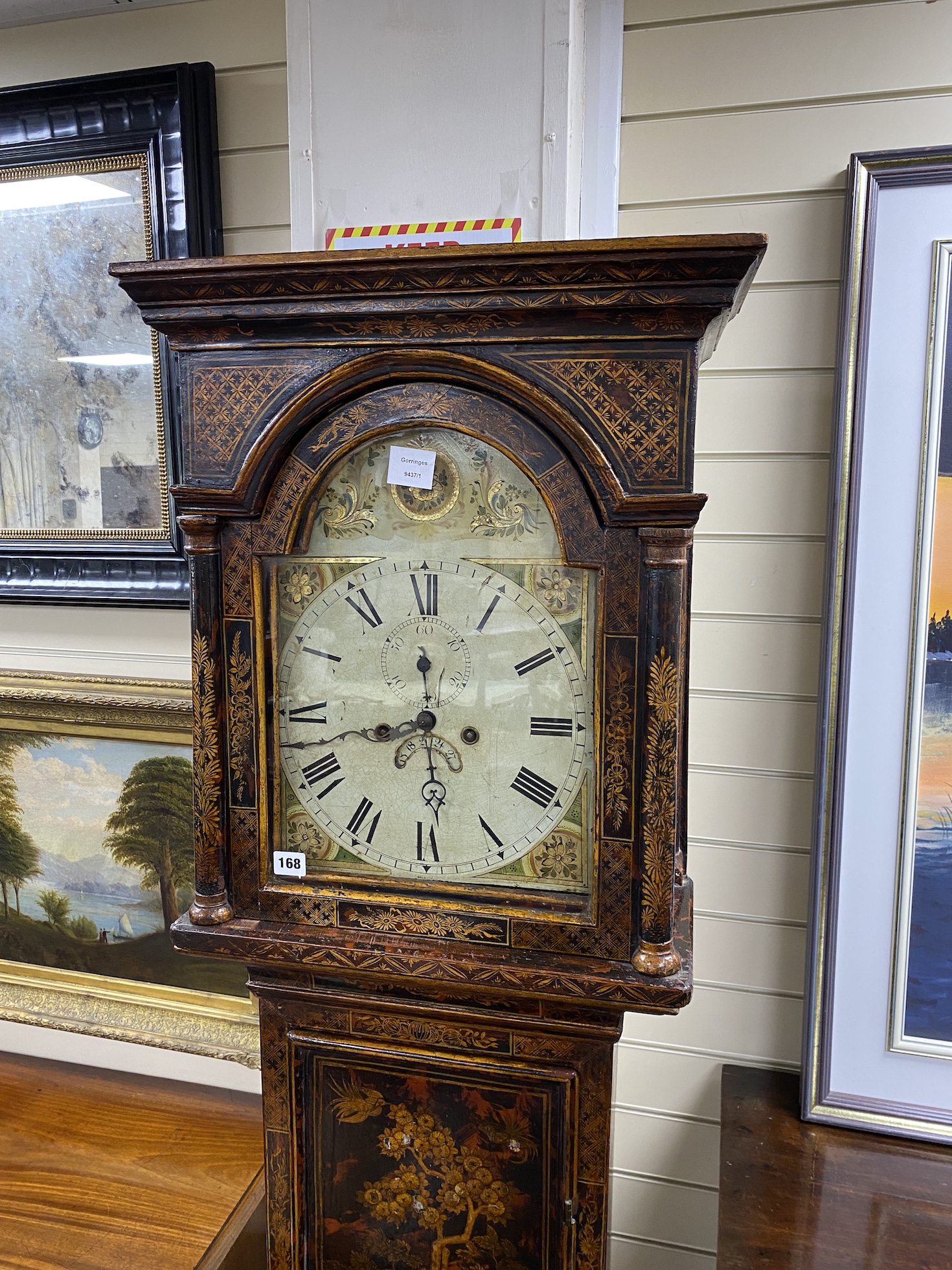 An 18th century chinoiserie lacquered longcase clock, height 219cm